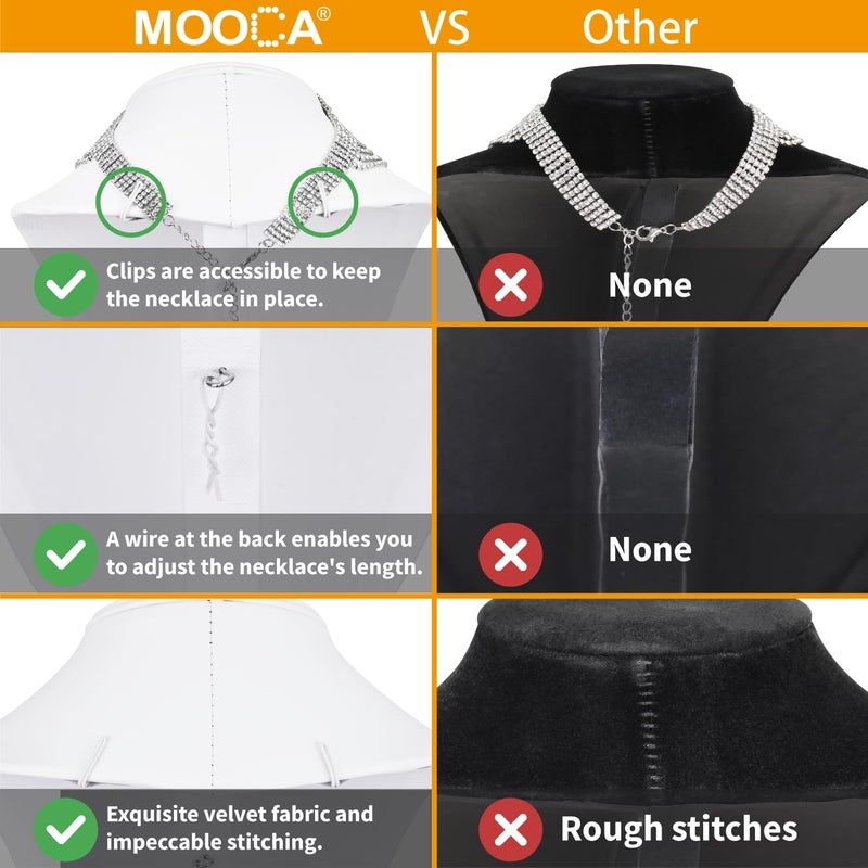 MOOCA 2 Pcs Small Necklace Chain Jewelry Bust Display Holder Stand, Necklaces Display Mannequin, Jewelry Bust Stand 7 1/4 in H, White Leatherette - Image 4